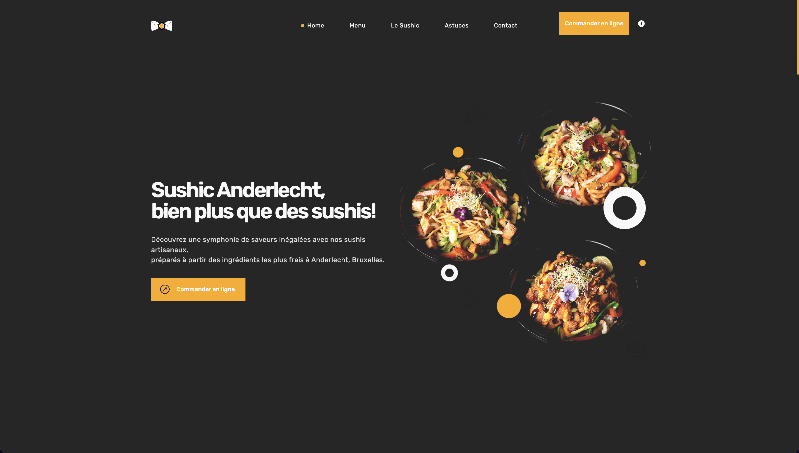 Startpagina van de Sushic website